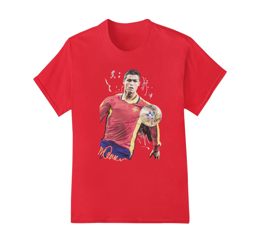 VINTRO Camiseta Portugal Striker Cristiano Ronaldo para niños, diseño de retrato original de Sidney Maurer, rosso, 7-8 Años