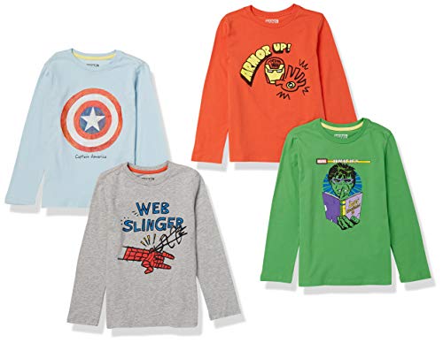 Spotted Zebra Disney Star Wars Camisetas de Manga Larga Niño, Pack de 4, Amigos Icónicos de Marvel, 2 años