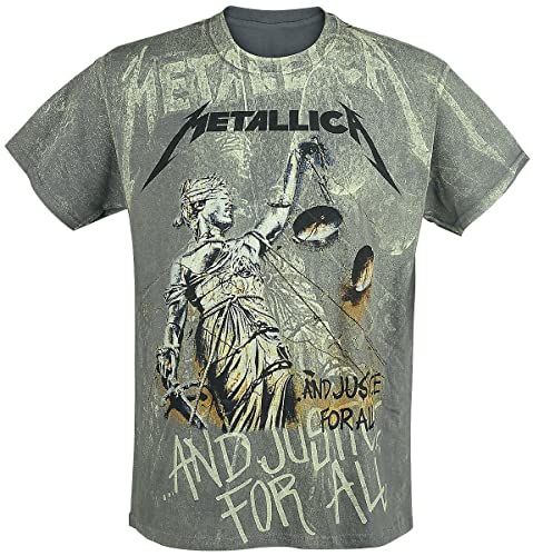 Metallica ... and Justice For All - Neon Backdrop Hombre Camiseta Gris Marengo XXL
