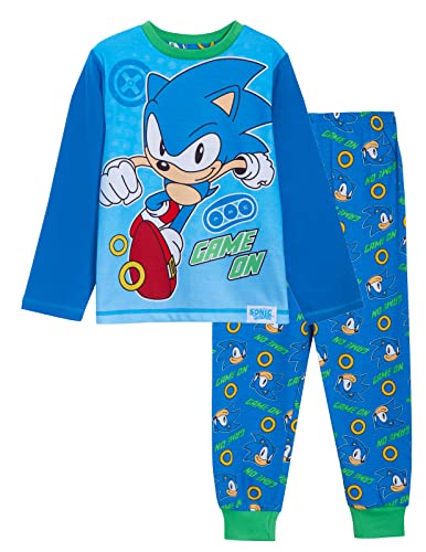 Sonic The Hedgehog Pijama niños, Juego de Sega en Camiseta de Pijama de Longitud Completa + Conjunto de Pantalones de salón