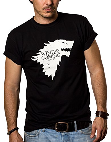 MAKAYA Camisetas Negras Hombre - Winter IS Coming...